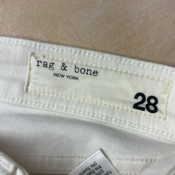 Rag & Bone white jeans, high rise ankle skinny, size 28, stretchy, made in USA! - Picture 11 of 12